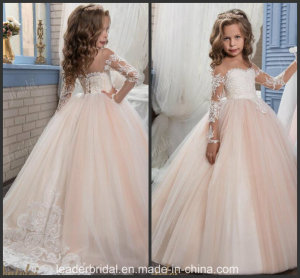 Lace Junior Bridesmaid Gowns Pearls Tulle Flower Girl Dress Z1051